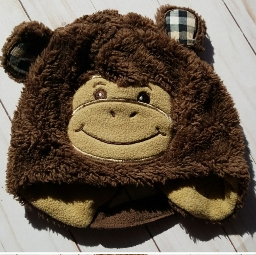 Baby Warm Hat 12-18 Months Fuzzy Cute Brown Bear Hat - Picture 3 of 5